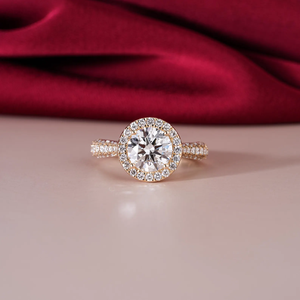 Anillo de Compromiso de Moissanita de 2ct con Halo de Diamantes, Anillo Nupcial de Rodio, Anillo de Boda de Plata Certificado IGI, Regalo para Fiesta o Aniversario - Product Image 1