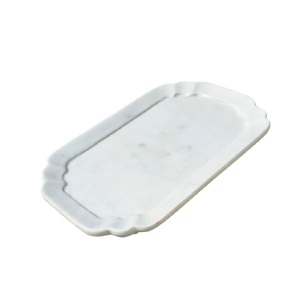 Plateau de service en marbre blanc de qualité supérieure, plateau décoratif de luxe, plateau portable multifonction, best-seller, accent de table, salon - Product Image 1