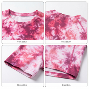 Top Corto Deportivo con Estampado Tie-Dye, Cuello Redondo, Ajuste Sim, para Yoga y Fitness, de Secado Rápido - Product Image 6