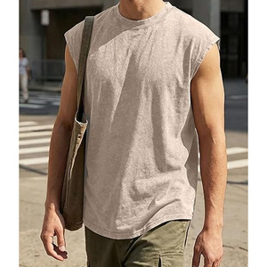 Wholesale Vintage Acid Wash Heavyweight Cotton Sleeveless Muscle Tee Curved Hem Gym <b>Tank</b> <b>Top</b> <b>Men</b> Streetwear - Product Image 5
