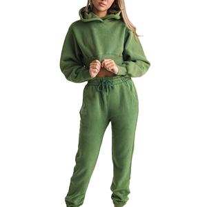 Sudaderas con Capucha Personalizadas al por Mayor, Ropa Deportiva Informal de Manga Larga para Mujer, Conjuntos Deportivos de Longitud Completa, 100% Algodón - Product Image 1