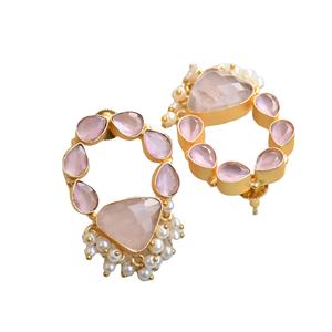 Pendientes de Latón Natural con Cristal Curativo Genuino de Primera Calidad, Chapado en Oro de Alto Pulido, Sin Níquel, Duraderos, Calidad de Exportación al por Mayor - Product Image 2