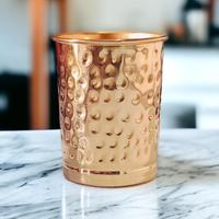 Vaso Clásico 100% Cobre Puro, Ecológico, Ligero, Reciclable, Antiderrames, Resistente al Calor, Diseño Martillado, para Fiestas y Gimnasio