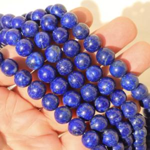ลูกปัดลาพิส ลาซูลีธรรมชาติคุณภาพ AAA สีน้ำเงินเข้ม ขนาด 4 มม. ถึง 13 มม. 1 เส้น ยาว 15 นิ้ว สำหรับทำเครื่องประดับ PANJSHIR GEMS - Product Image 6