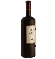 Meuble de rangement multifonctionnel et résistant à l'eau, inspiré des bouteilles de vin, pour la présentation de verrerie dans les supermarchés et fermes.