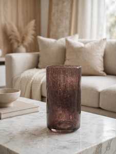 Decorative Eco-friendly Heat Resistant <b>Glass</b> <b>Cylinder</b> Candle Jar Smoky Purple Spray Painted Finish Christmas Home Wedding Decor - Product Image 1