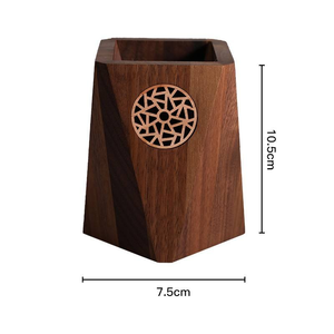 Porte-crayons de bureau en bois de noyer noir nordique, conteneur à stylos polygonal, décoration de bureau - Product Image 4