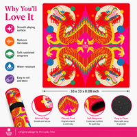 Tapis de Mahjong Personnalisé Red Dragons Pliable Écologique Résistant à l'Eau Luxe Moderne 33 Pouces Néoprène Antidérapant Logo Personnalisé