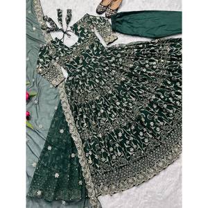 Vestido Anarkali Verde de Fiesta de la Marca Maruti Fashion con Dupatta Elegante y Pantalón Elegante para Ocasiones Especiales, Talla L - Product Image 4