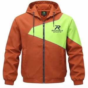 <b>Men's</b> Colorblock Hooded Bomber Windbreaker <b>Jacket</b> Lightweight Windproof <b>Casual</b> Outerwear Regular Fit <b>Summer</b> Front Logo - Product Image 5