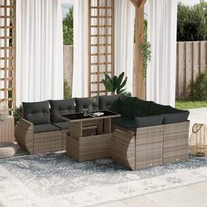 Juego de Sofás de Jardín de Ratán PE Gris con Reposabrazos Ajustables Grandes, Muebles de Exterior Premium con Asientos Cómodos - Product Image 1