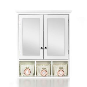 Armadietto da Bagno a 2 Ante con 2 Ripiani Regolabili e 3 Contenitori Stile Natalizio, Armadietto Portamedicinali, Specchio da Bagno - Product Image 1