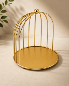 Gold Metal Birdcage Ornament Round Tabletop Decor Modern Home Centerpiece Polished Finish - Product Image 3