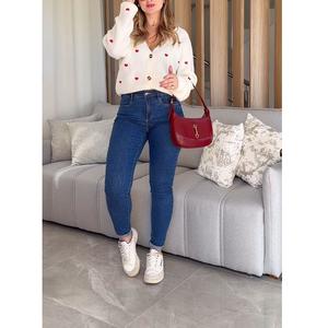 กางเกงยีนส์เดนิมลำลองสำหรับผู้หญิง เอวสูง ทรงสกินนี่ ขายาว คุณภาพพรีเมียม ปักลายแบบกำหนดเอง สไตล์วินเทจ - Product Image 6