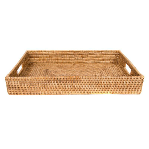 Bandeja Rectangular de Mimbre Tejida a Mano con Asas, Bandeja de Desayuno para Mesa de Centro y Organizador de Almacenamiento de Cocina - Product Image 3