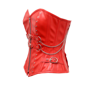 Corsé de cuero transpirable de color liso sexy para mujer, faja moldeadora con varillas, top tipo bustier, prenda exterior. - Product Image 5