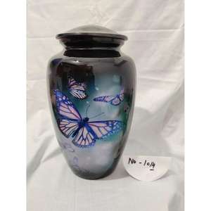 Urne funéraire pour adulte à motif papillon, prix de gros, urnes métalliques pour cendres de proches, dernière collection d'urnes et de récipients artisanaux - Product Image 1