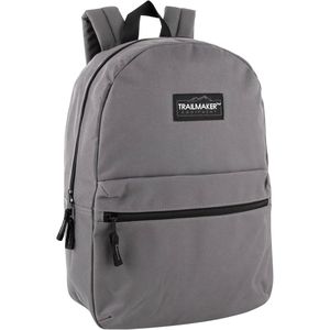 Sac à dos scolaire classique de 17 pouces avec bretelles rembourrées réglables pour filles et garçons, couleur grise - Product Image 1