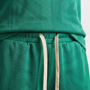 Ensemble de sport 2 pièces vert à imprimé géométrique pour femme : T-shirt à manches courtes et short au-dessus du genou en maille à séchage rapide - Product Image 5