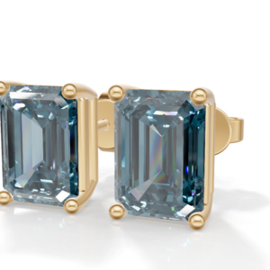 Heerani Jewels <b>London</b> Blue Topaz Emerald Cut Stud Earrings Gold Plated 925 Sterling Silver Luxury Engagement IGI Certified - Product Image 2