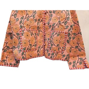 Indian Cotton Hand Block Floral Printed Kantha <b>Quilted</b> Breathable Stripe Women Summer Bohemian Style <b>Jackets</b> Pure Best Quality - Product Image 5