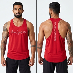 Débardeurs de musculation respirants à col rond et compression 220g pour hommes, en coton, style décontracté et sportif - Product Image 4