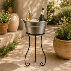 Vintage Metal Boat Shape Ice Bucket with Stand for Party Beverage Cooling - Product Image 5