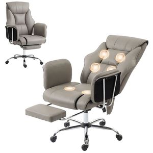 Sedia da Ufficio Grigia con Schienale Alto e Funzione Massaggio, Sedia per Computer con Caratteristiche Essenziali di Comfort e Relax - Product Image 5