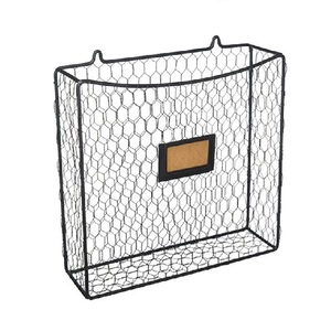 Decorative Black Iron Wall <b>Hanging</b> <b>Basket</b> with Strong Hooks for Entryway Living Room Organization - Product Image 4