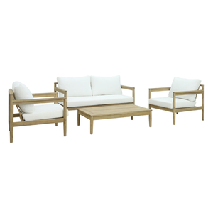 Conjunto de sofás para patio, muebles de exterior con estructura de madera de teca y diseño minimalista para decoración del hogar. - Product Image 1