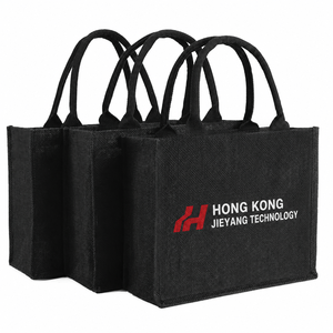 Custom Printed Natural <b>Hessian</b> Jute Tote <b>Bag</b> Large Black Jute <b>Bag</b> Jute Shopping <b>Bag</b> with Padded Handles - Product Image 3