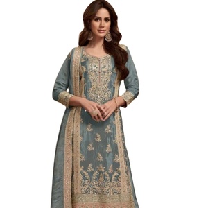 2024 Offre Limitée : Dernier Modèle de Costume Salwar Pakistanaise de Mariage en Soie VICHITRA, Modal et Viscose, Trois Pièces, à Prix Abordable - Product Image 1