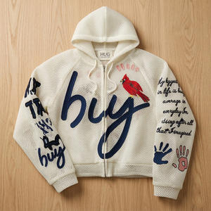 Custom Summer Y2K Mesh Zipper Hoodie 3D Air Mesh Breathable Streetwear Jacket Lightweight <b>Fishnet</b> Naimat Abbas Industries - Product Image 3