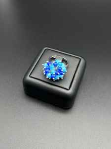 Anillo Ajustable Ojo de Gato Azul Brillante, Hecho a Mano, Chapado en Rodio, Anillo de Moda, Regalo para Mujer - Product Image 5