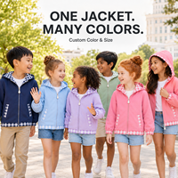 Veste à capuche unie avec fermeture éclair pour enfants filles, détail à volants en gingham, doublure intérieure à carreaux, manteau extérieur doux pour les activités quotidiennes en plein air