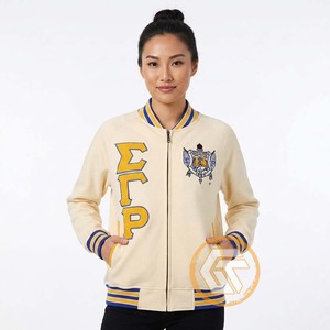 Chaqueta Universitaria Personalizada de Satén Bordado Sigma Gamma Rho, Acolchada, de Alta Calidad, Transpirable, Impermeable y Resistente al Viento para Otoño - Product Image 1