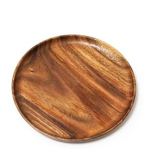 Assiette ronde en bois naturel artisanal pour servir les aliments, le dîner, les collations, les fruits, les desserts, le pain et les apéritifs, adaptée - Product Image 1