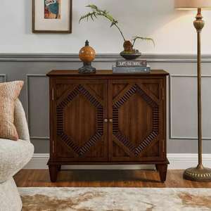 Mueble de Acento de Madera de Mango con Incrustaciones Geométricas de Estilo Moderno de Mediados de Siglo - Product Image 6