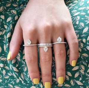 Anillos Apilables de Diamantes Cultivados en Laboratorio de Corte Mixto, con Marquesa, Esmeralda y Redondos, Engastados en Pavé, Delicados y de Lujo, Anillos de Promesa de Oro Sólido de 14K, Venta al por Mayor - Product Image 4