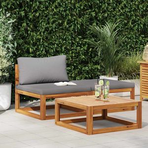 Set Lounge da Giardino Grigio Scuro con Legno Naturale per Arredamento da Esterno - Product Image 1