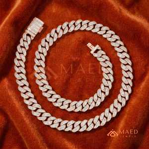 Collar de moissanita con eslabones cubanos tipo baguette en oro rosa, cadena estilo hip hop con incrustaciones de circonitas, joyería de lujo para hombre y mujer, regalo. - Product Image 4