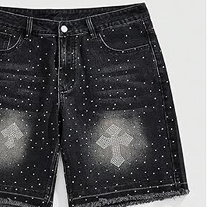 Shorts en jean vintage streetwear pour hommes, coupe ample, style décontracté, personnalisables, pour l'été, prix de gros - Product Image 5