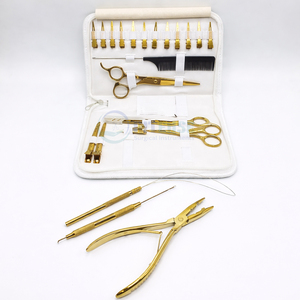 Professional Hair Extension Tool Kit Gold Plasma Flat I Tip Pliers Clips <b>Razor</b> Scissor <b>Set</b> Eco-Friendly Salon Supplies - Product Image 5