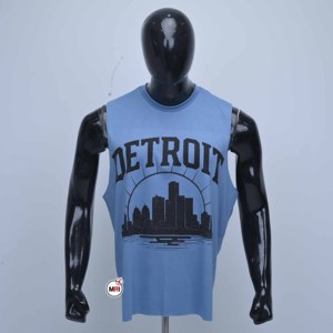 Fabricant de chemises sans manches en coton pour hommes MRI, imprimé skyline de Detroit, col rond, coupe décontractée, jersey respirant - Product Image 1