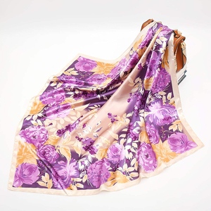Hot Sale Fashion Custom Designer Printed Long Square Head Korean Silk Bandana Protective Scarf Women Party Scarf Women Bandanas - Product Image 3