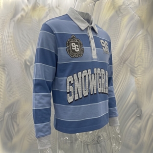 Chemise unisexe en jersey rayé à manches longues Snowgrace, col rabattu, coupe classique, polyester, toutes saisons - Product Image 4