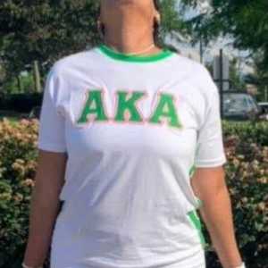 AKA <b>White</b> Premium <b>Shirt</b> Women Greek Letter Printed High Quality Fabric Comfortable Fit Casual Crewneck Top - Product Image 6