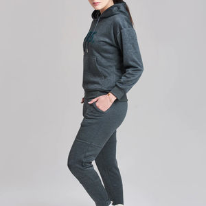 Ensemble de survêtement en molleton épais personnalisé pour femme, manches longues, coupe oversize, deux pièces, style streetwear pour l'hiver - Product Image 3