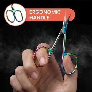 Ciseaux à cuticules à pointe incurvée, revêtement titane, pour manucure et pédicure - Product Image 6