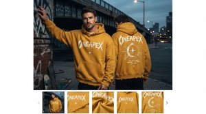 Custom Mustard <b>Yellow</b> Washed Fleece <b>Hoodie</b> <b>Men's</b> Oversized Distressed Streetwear Pullover Sweatshirt Graphic <b>Hoodie</b> - Product Image 5